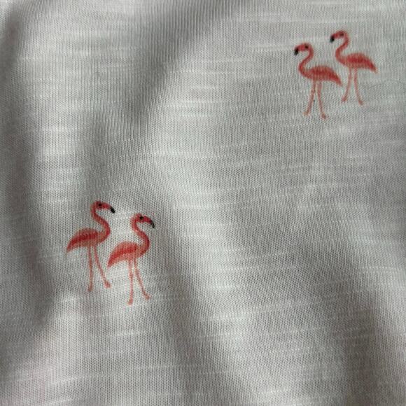 Ladies IZOD size L PINK flamingos short sleeve casual tee shirt top knot front - Picture 7 of 8